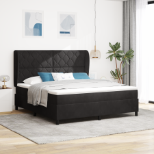 vidaXL Bokszrugós Ágy Matraccal Fekete 180x200 cm Bársony ágy és ágykellék