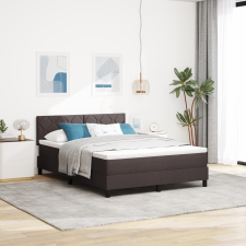 vidaXL Bokszrugós Ágy Matraccal & LED Sötétbarna 140x190 cm Szövet ágy és ágykellék