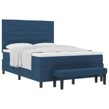vidaXL Box Spring Ágy Ággyal és Pad kék 140x200 cm Szövet (3344001) ágy és ágykellék