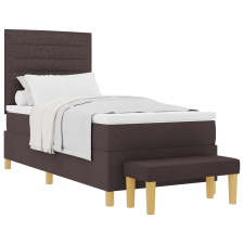 vidaXL Box Spring Ágy Ággyal és Paddal Sötétbarna 100x200 cm Szövet (3344201) ágy és ágykellék