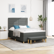 vidaXL Box Spring Ágy Ágybetéttel és Padlóval Sötétszürke 160x200 cm Szövet ágy és ágykellék