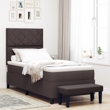 vidaXL Box Spring Ágy Matrac és Pad Sötétbarna 100x200 cm Szövet ágy és ágykellék