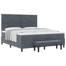 vidaXL Box Spring Ágy Matrac & Pad Közép Szürke 180x200 cm Velúr (3344595) ágy és ágykellék