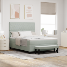 vidaXL Box Spring Ágy Matrac & Pad Világosszürke 160x200 cm Bársony ágy és ágykellék