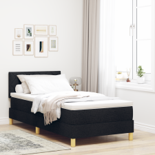vidaXL Box Spring ágy matraccal és LED-del Fekete 90x200 cm Szövet ágy és ágykellék