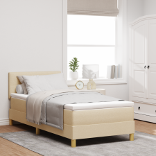 vidaXL Box Spring Ágy Matraccal és LED-del Krém 100x200 cm Szövet ágy és ágykellék