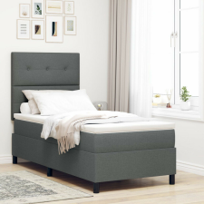 vidaXL Box Spring Ágy Matraccal és LED-del, Sötétszürke, 90x200 cm, Szövet ágy és ágykellék