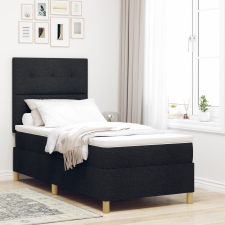 vidaXL Box Spring Ágy Matraccal és LED Fekete 80x200 cm Szövet ágy és ágykellék