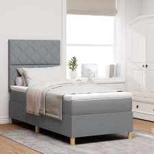 vidaXL Box Spring Ágy matraccal és LED Fénnyel Világosszürke 90x190 cm Szövet ágy és ágykellék