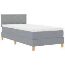 vidaXL Box Spring ágy matraccal és LED világítással, világosszürke, 90x200 cm, szövet (3342485) ágy és ágykellék