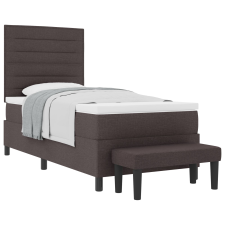 vidaXL Box Spring Ágy Matraccal és Pad Dark Brown 90x200 cm Szövet (3343963) ágy és ágykellék