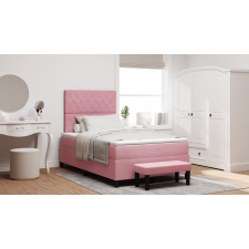 vidaXL Box Spring Ágy Matraccal és Pad Rózsaszín 120x190 cm Bársony ágy és ágykellék