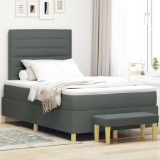 vidaXL Box Spring Ágy Matraccal és Pad Sötétszürke 120x200 cm Szövet ágy és ágykellék