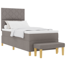 vidaXL Box Spring Ágy Matraccal és Pad Taupe 90x200 cm Szövet (3344349) ágy és ágykellék