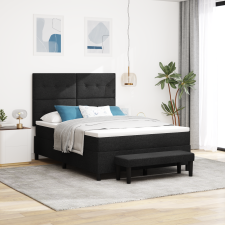 vidaXL Box Spring Ágy matraccal és padal Fekete 160x200 cm Szövet ágy és ágykellék