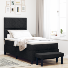 vidaXL Box Spring ágy matraccal és paddal fekete 90x200 cm szövet ágy és ágykellék
