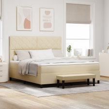 vidaXL Box Spring Ágy matraccal és paddal Krém 180x200 cm Szövet ágy és ágykellék
