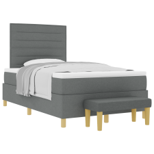 vidaXL Box Spring Ágy matraccal és paddal Sötétszürke 120x190 cm Szövet (3344206) ágy és ágykellék