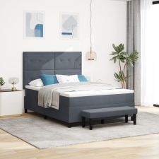 vidaXL Box Spring Ágy Matraccal és Paddal Sötétszürke 140x200 cm Bársony ágy és ágykellék