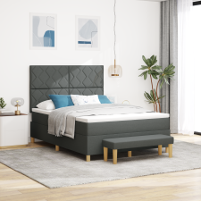 vidaXL Box Spring Ágy matraccal és paddal, sötétszürke, 160x200 cm, szövet ágy és ágykellék