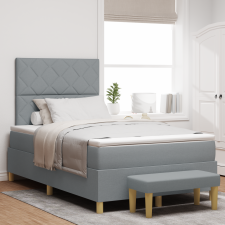 vidaXL Box Spring Ágy matraccal és paddal Világosszürke 120x190 cm Szövet ágy és ágykellék