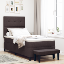 vidaXL Box Spring Ágy Matraccal és Padlóval Sötétbarna 80x200 cm Szövet ágy és ágykellék