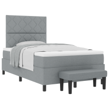 vidaXL Box Spring Ágy Matraccal és Padot Világosszürke 120x190 cm Szövet (3344128) ágy és ágykellék