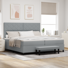 vidaXL Box Spring Ágy Matraccal és PadVilágosszürke 200x200 cm Szövet ágy és ágykellék