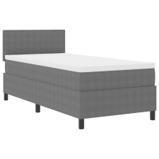 vidaXL Box Spring Ágy Matraccal & LED Fénnyel Szürke Egyszemélyes Bársonyos Szövet (3337579) ágy és ágykellék