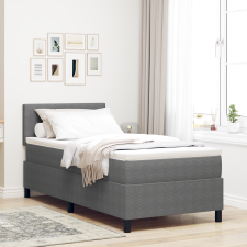 vidaXL Box Spring Ágy Matraccal & LED Fény Szürke 90x200 cm Bársonyos Szövet ágy és ágykellék