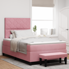 vidaXL Box Spring Ágy Matraccal & Pad Rózsín 120x190 cm Bársonyban ágy és ágykellék