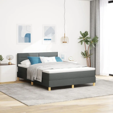 vidaXL Box Spring Ágy matraccal Sötétszürke 160x200 cm Szövet ágy és ágykellék
