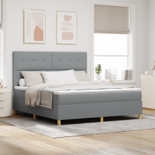 vidaXL Box Spring Ágy Matraccal Világosszürke Super King Szövet ágy és ágykellék