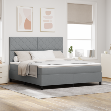 vidaXL Box Spring Ágy Matraccal Világosszürke Szuper Király Szövet ágy és ágykellék