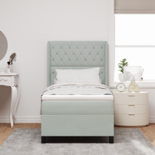 vidaXL Box Spring Ágy Matrazzsal Világosszürke 90x200 cm Bársonyos ágy és ágykellék