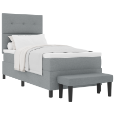 vidaXL Box Spring Ágy Mattal és Padja Világosszürke 100x200 cm Szövet (3344044) ágy és ágykellék