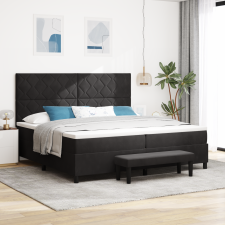 vidaXL Box Spring Ágy Mattal és Padokkal Fekete 200x200 cm Bársony ágy és ágykellék