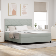 vidaXL Box Spring Ágy Mattal & LED Fény Szürke 180x200 cm Bársony ágy és ágykellék