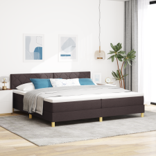vidaXL Boxpring ágy matraccal & LED Sötétbarna 200x200 cm Szövet ágy és ágykellék