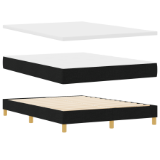 vidaXL Boxrugós ágy fejtámlával Fekete 140 x 200 cm Kárpit (3341295) ágy és ágykellék