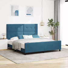  vidaXL Boxrugós ágy fejtámlával Sötét kék 180 x 200 cm Bársony ágy és ágykellék