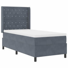 vidaXL Boxrugós ágy fejtámlával Sötétszürke 90 x 190 cm Bársony ágy és ágykellék