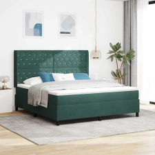 vidaXL Boxrugós ágy fejtámlával Sötétzöld 180 x 200 cm Bársony ágy és ágykellék