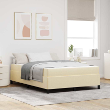 vidaXL Boxrugós ágy Krém, Fekete 140 x 190 cm Szövet, Mérnöki Fa ágy és ágykellék