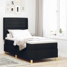 vidaXL Boxrugós ágy LED szalagokkal Fekete 90 x 190 cm szövet ágy és ágykellék