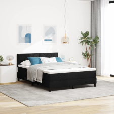 vidaXL Boxrugós ágy matracmal fejtámlával Fekete 160 x 200 cm szövet ágy és ágykellék