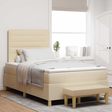 vidaXL Boxrugós ágy matracmal fejtámlával Krém 120 x 190 cm szövet ágy és ágykellék