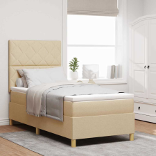 vidaXL Boxrugós ágy matracmal fejtámlával Krém 90 x 190 cm szövet ágy és ágykellék