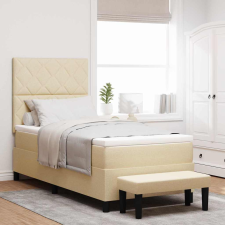 vidaXL Boxrugós ágy matracmal fejtámlával Krém 90 x 190 cm szövet ágy és ágykellék