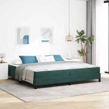  vidaXL Boxrugós ágy matracmal Sötétzöld 200 x 200 cm szövet ágy és ágykellék